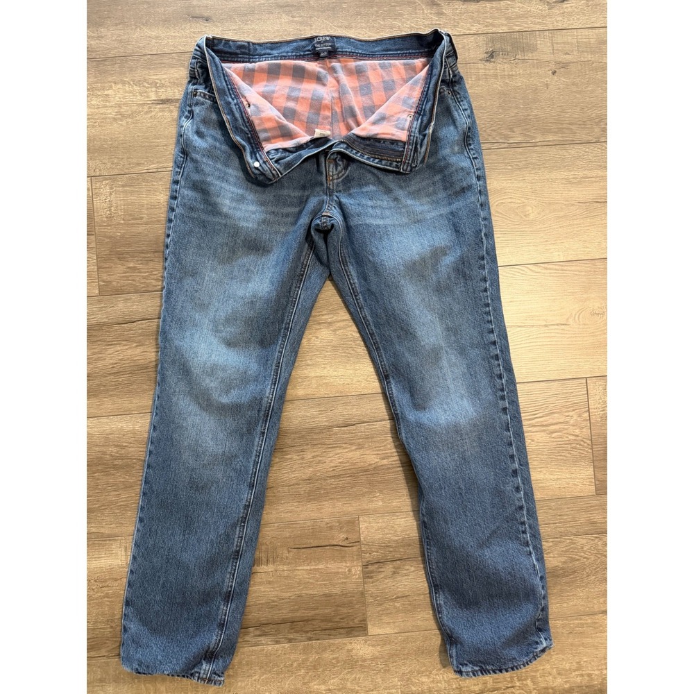 J.Crew The Sutton Flannel Lined Jeans 32x32 (actual 32 x 30) Blue Straight Leg